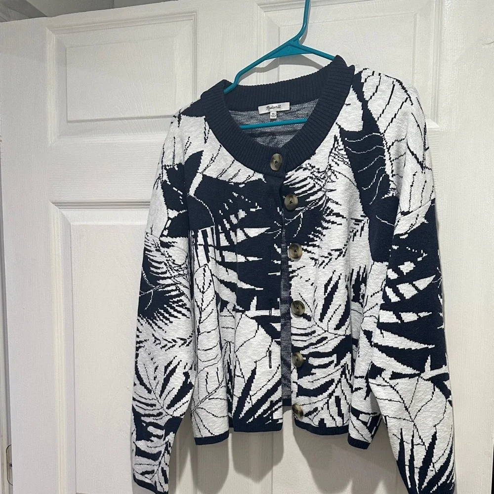 Madewell Navy and White Patterned Sweater - Picture 3 of 8